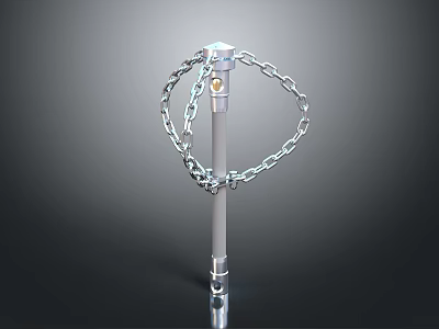 Silver Weapon With Metal Pole And Wrapped Chain Design Features 3d model