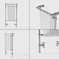 White Metal Radiator With Modern Vertical Design And Structure Shown From Various Angles 3d model