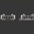 Multiple Futuristic Mechanical Weapon Designs With Colorful Components And Base Structures