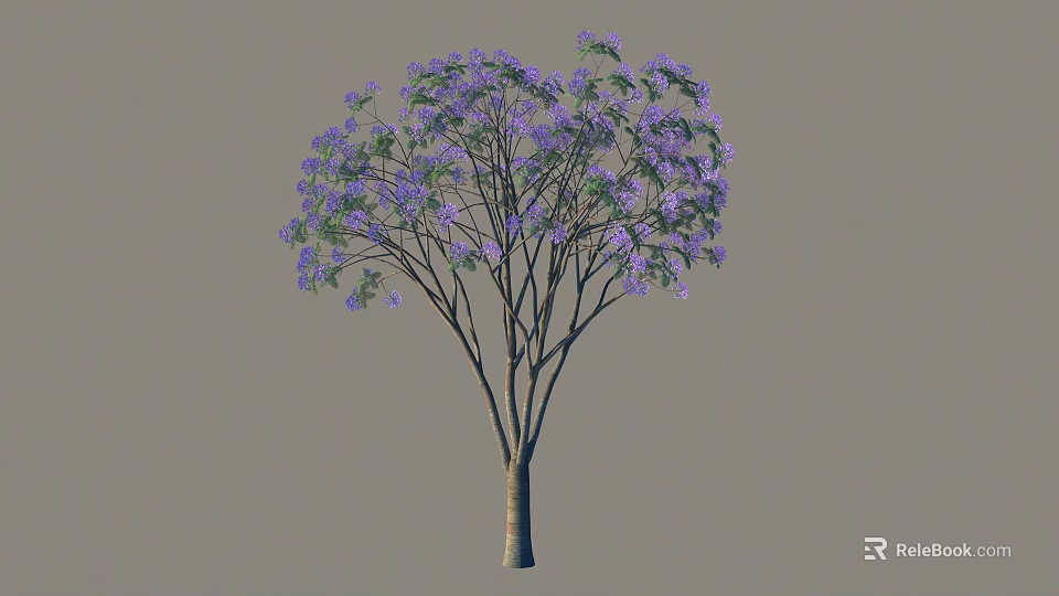 Elegant Arbor Tree With Lush Purple Flowers And Spreading Branches 3d model 