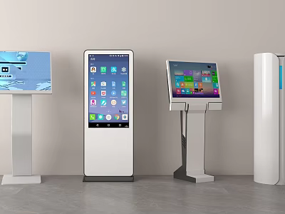 Public Facilities Self-service Interactive Kiosks With Digital Display Screens And Standing Terminals 3d model