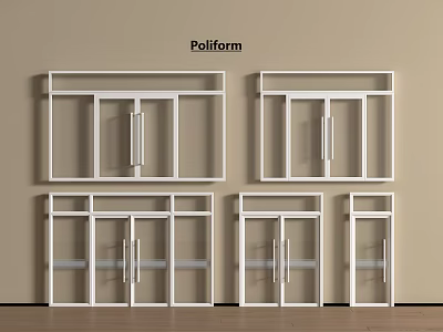 Poliiform White Double Doors Various Designs For Modern Interior With Light Wall And Wooden Floor 3d model