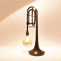 Vintage Style Table Lamp With Brass Instrument Design And Exposed Edison Bulb