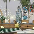 JD OPPO Outdoor Night Setup With String Lights Palm Trees And Screen