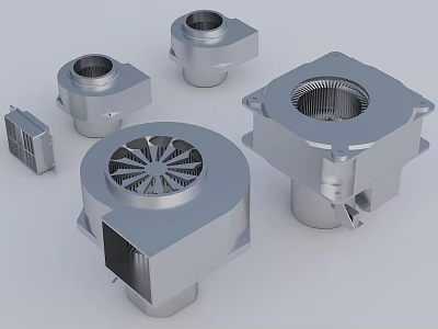Mechanical Industrial Equipment Components Featuring Metal Grilles And Various Shapes 3d model