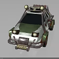 Post Apocalyptic Modified Car With Roof Lights Custom Bumper And Unique Wheel Design