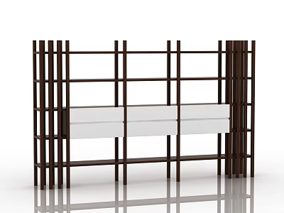 Modern Bookcase with Open Shelves and White Panels in Dark Frame 3d model