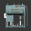 Teal Colored Industrial Processing Equipment With Cylindrical Tank Pipes Valves And Gauges
