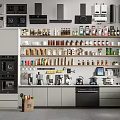 Modern Open Kitchen Interior With Island Counter And Essential Kitchen Appliances 3d model