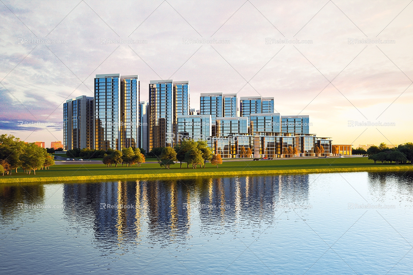 Yanhe High-rise Residential Building Yanhe Residential Building Dusk Yanhe Residential Building Night View Park Landscape Street Commercial Night View Residential District Night View Sales Office 3d model