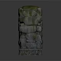 Rustic Stone Wall Structure with Moss Covered Natural Stone Blocks Architectural Design 3d model