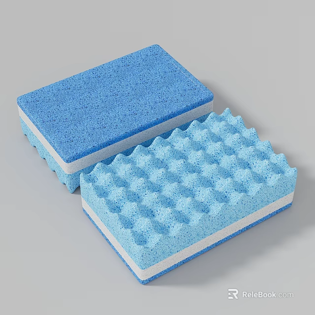 Two Blue Textured Kitchen Sponges For Effective Cleaning And Durable Use 3d model 