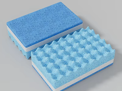 Two Blue Textured Kitchen Sponges For Effective Cleaning And Durable Use 3d model