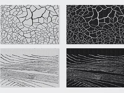 Square Rugs with Cracked and Striped Patterns in Black and White Designs 3d model