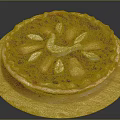 Delicious Fruit Pie With Berry Filling Topped With Pear And Banana Slices On Wooden Board