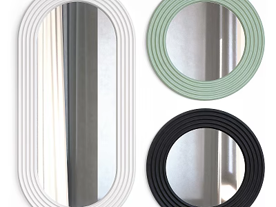 White Green Black Decorative Mirrors With Oval Round Striped Circular Frame For Home Decor 3d model