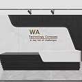 Modern Office Lobby Background Wall With White Marble Texture And Black Decorative Elements