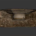 Decorative Garden Ornament Layered Stone Structure With Circular Grille Design And Moss Accents
