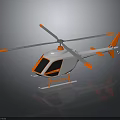 Aerospace Exploration Helicopter Featuring White Body Orange Accents Rotor And Landing Gear