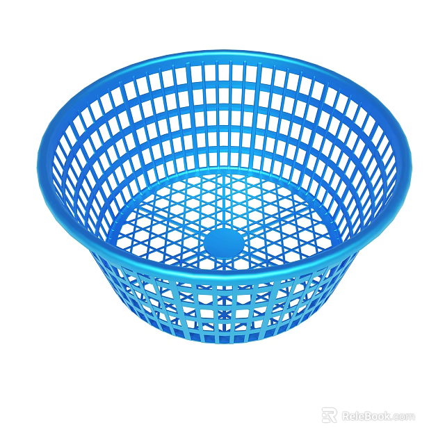 Blue Lightweight Plastic Hollow Design Storage Basket For Home Organizing 3d model 