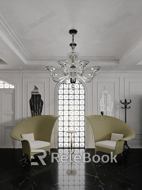 French Living Room Casual Sofa Crystal Chandelier model