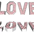 3D LOVE Letters Decorated With Pink Beads And Silver Base Design