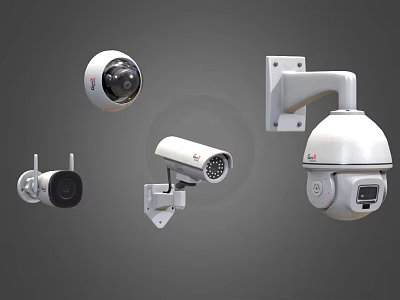 Projection Monitoring Security Camera System With Dome Bullet Wall Mounted Designs 3d model