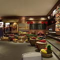 Modern Restaurant Open Kitchen Interior With Fresh Produce Display And Counter