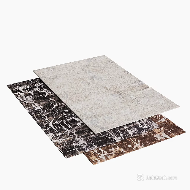 Square Rugs with Marble Texture in Grey Black and Brown Tones 3d model 