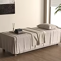 Modern Massage Bed Interior With Linen Sheet Pillow Towel And Aromatherapy Items