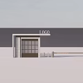Modern Entrance Gate Design With LOGO On Top Canopy And Supporting Pillars