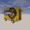 Yellow Mobile Food Cart With Transparent Windows Wheels And Serving Counter