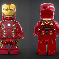 Lego Iron Man Figure Front Back Views With Glowing Eyes Chest Reactor Red Gold Details