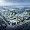 Modern Urban Campus Aerial View Planning With Green Roofs And Integrated Buildings
