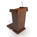 Classic Brown Wooden Podium With Microphone Stand And Sturdy Platform Base Design