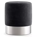 Two Modern Ottomans with Gray Fabric Wooden Base and Black Velvet Metal Base Design