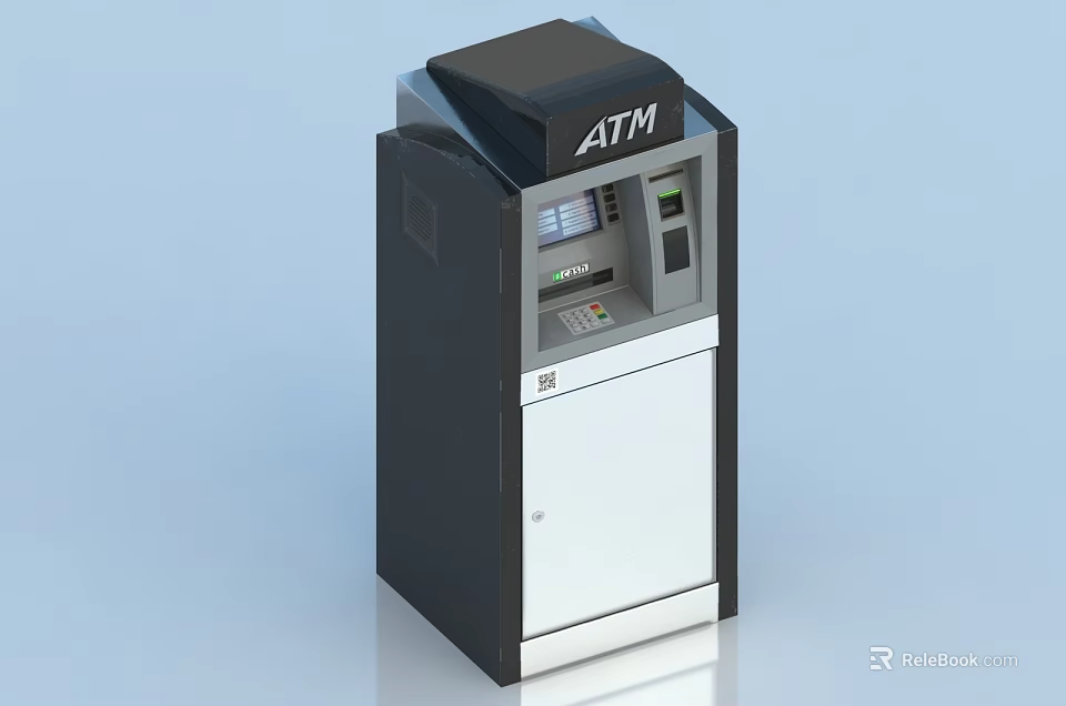Modern ATM Public Facility With Display Screen Keypad And Card Slot 3d model 