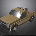 Brown Pickup Truck With Roof Rack Single Cab Front Grille And Black Wheels
