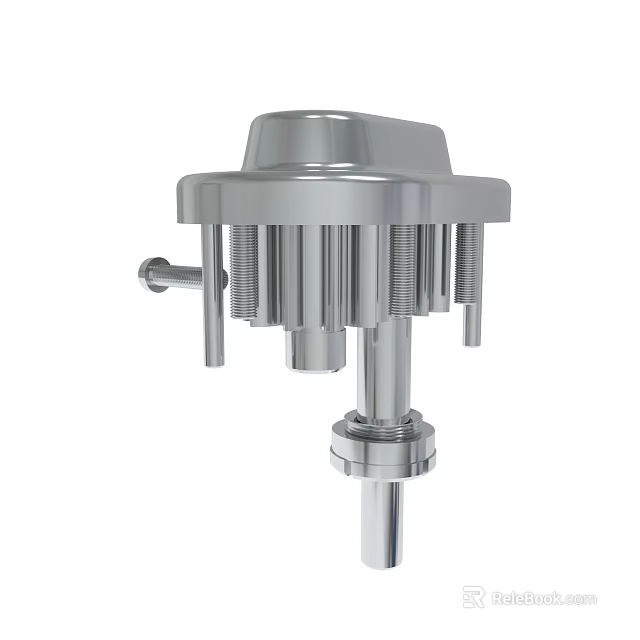 Stainless Steel Industrial Mechanical Component With Cylindrical Design Multiple Bolts And Shaft Structure 3d model 