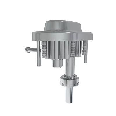 Stainless Steel Industrial Mechanical Component With Cylindrical Design Multiple Bolts And Shaft Structure 3d model