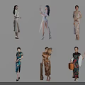 Women Wearing Traditional Cheongsam In Various Colorful Styles And Elegant Designs