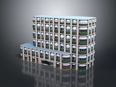 Modern Multi Story Building Exterior With Glass Windows And Unique Architectural Design 3d model