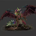 Detailed Fantasy Dragon Figurine Mythical Creature With Scaled Wings Spikes And Embers