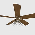 Contemporary Ceiling Fan With Wooden Blades And Glass Light Fixture For Indoor Home Decoration