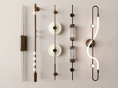 Modern Wall Sconces With Different Designs Metal Frames And Glass Elements 3d model