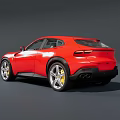 Red High Performance Sporty Car With Aerodynamic Body Sharp Front Design And Alloy Wheels