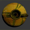 Handcrafted Ceramic Sculpture Carving With Yellow Green Glaze Spiral Patterns Handle And Spout
