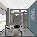 Modern Dental Clinic Interior Design With Green Wall Large Window And Dental Chair
