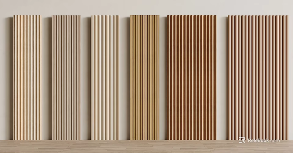 Modern Console Table Design With Vertical Slats And Various Wooden Finishes For Living Room Decor 3d model 