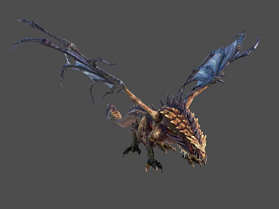 Mythical Dragon Character With Scaled Body Large Wings And Spiked Armor Details 3d model